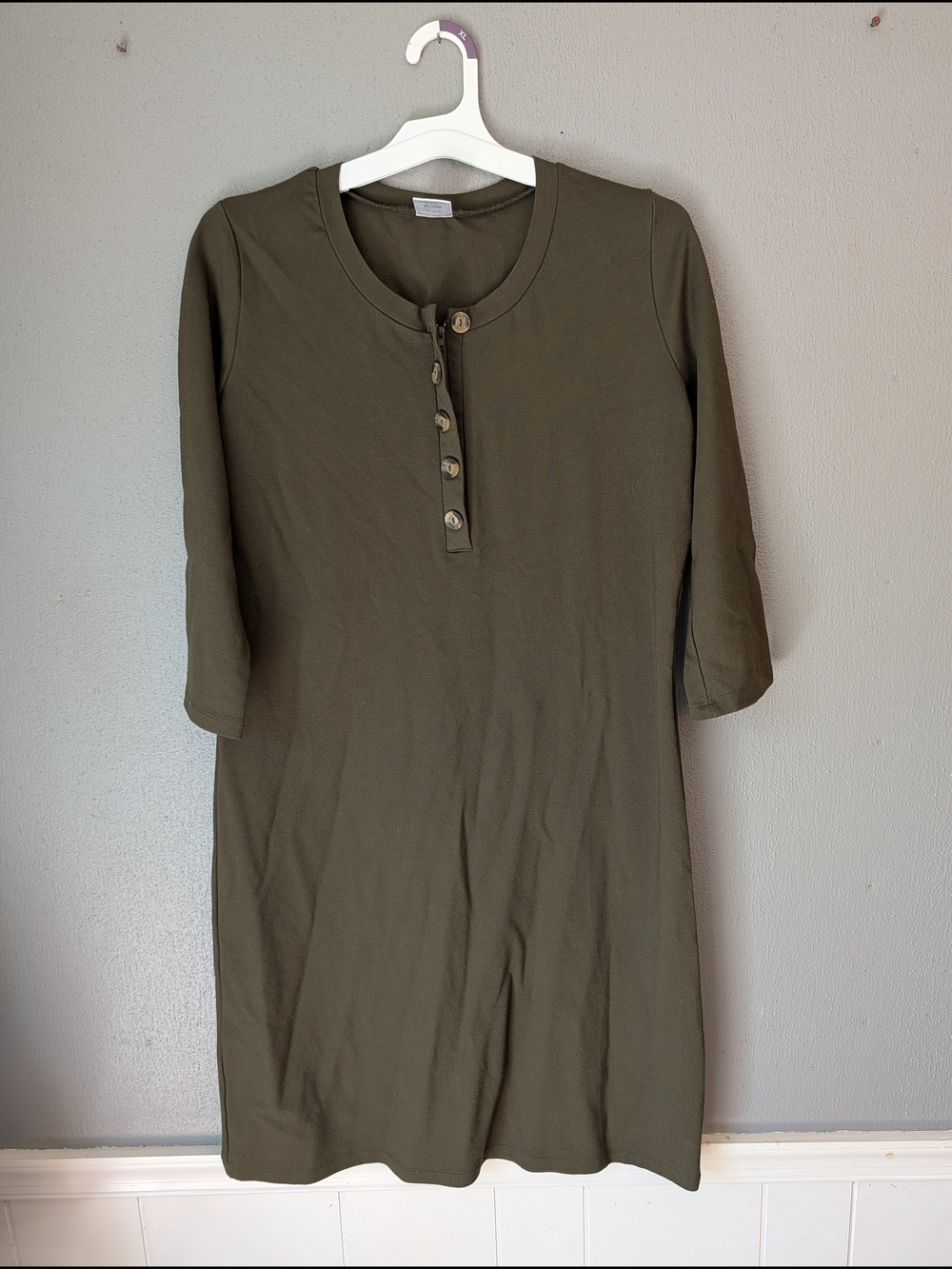 Lou Lou Olive Green Button-Front Knit Nursing Friendly Dress